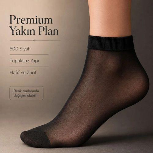 Kadın Pantolon Çorabı 12 Çift Siyah Ve Ten İnce Topuksuz Günlük Rahat Bilek Çorabı