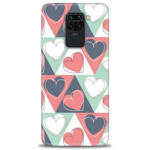 Xiaomi Redmi Note 9 Kılıf HD Baskılı Kılıf - Kalp Kalp + Tam Ekran Koruyucu