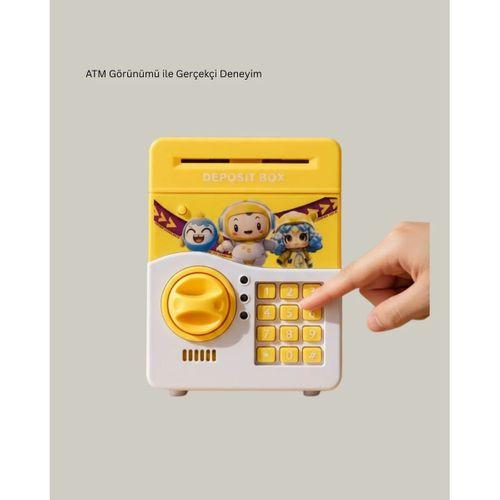 Sarı Elektronik Şifreli Atm Görünümlü Çocuk Kumbarası