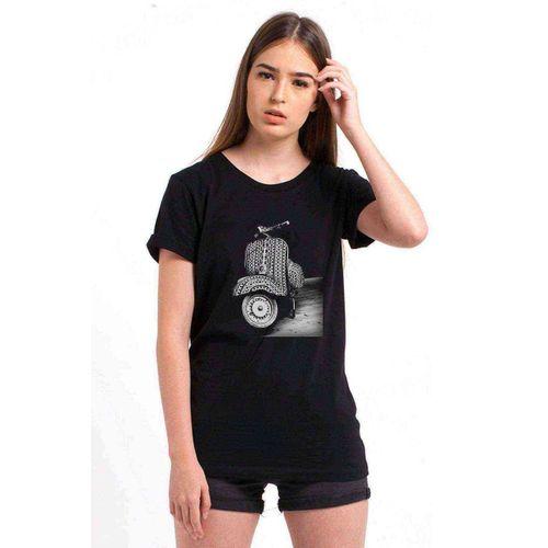 Tumblr vespa Baskılı Siyah Kadın Tshirt