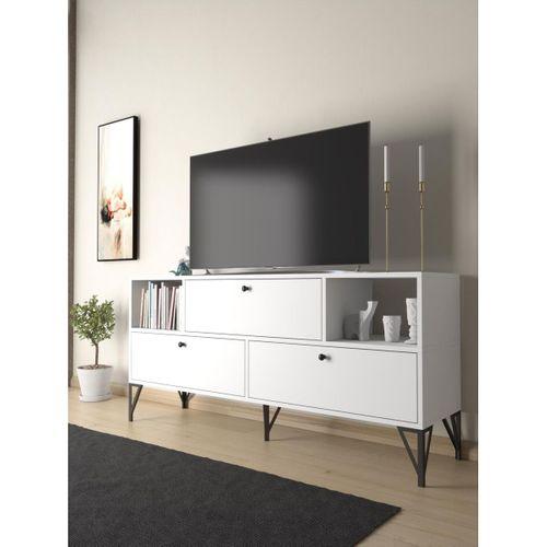 Wood'n Love Mia 160 Cm Metal Ayaklı Tv Ünitesi - Konsol - Beyaz / Siyah