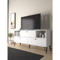 Wood'n Love Mia 160 Cm Metal Ayaklı Tv Ünitesi - Konsol - Beyaz / Siyah