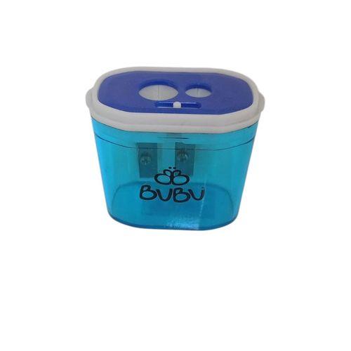 BU-BU ÇİFT DELİKLİ KİLİTLİ ŞEFFAF DİGDÖRTGEN KALEMTRAŞ ( Mavi )