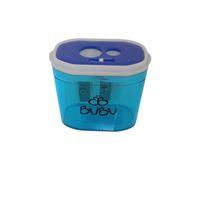 BU-BU ÇİFT DELİKLİ KİLİTLİ ŞEFFAF DİGDÖRTGEN KALEMTRAŞ ( Mavi )