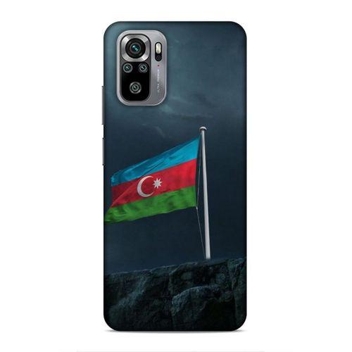 Xiaomi Redmi Note 10S Uyumlu Kılıf Azarbaijan (27) Tasarımlı Kılıf Mavi Beyaz