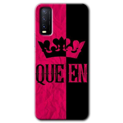 MRCİLETİSİM Vivo Y20 Kılıf HD Desen Baskılı Arka Kapak + Temperli Cam - Queen