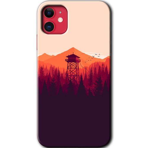 MRCİLETİSİM iPhone 11 Kılıf Baskılı Kapak - Gözlem Kulesi + 5D Tam Kaplayan Cam