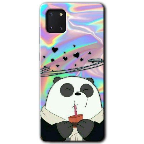 MRCİLETİSİM Samsung Galaxy A81 Kılıf Baskılı Kapak - Milkshake Panda + 5D Tam Kaplayan Cam