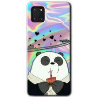 MRCİLETİSİM Samsung Galaxy A81 Kılıf Baskılı Kapak - Milkshake Panda + 5D Tam Kaplayan Cam