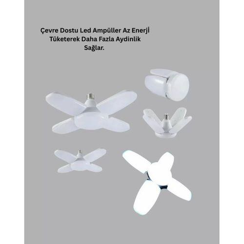 Katlanabilir 4 Kollu Led Ampül 60 Watt 6000 Lumen Beyaz Işık