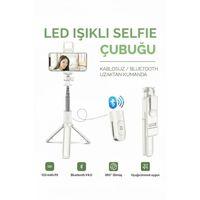 Led Işıklı Selfie Çubuğu Bluetooth Kumandalı Kablosuz Tripot Selfie Monopod Selfie Stick (beyaz)