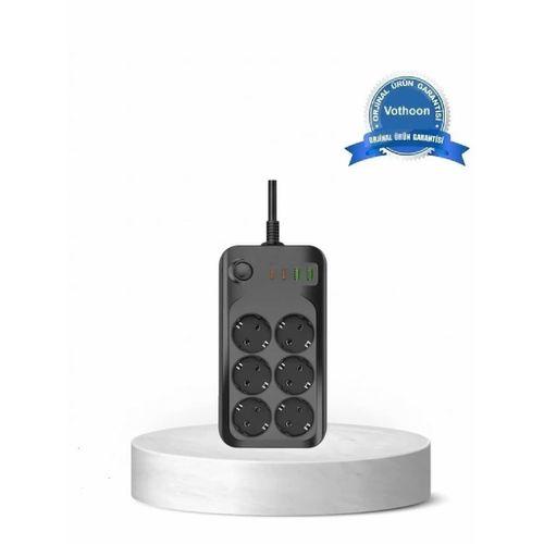 Akım Korumalı 6’lı Priz 2xusb 2xtype-c Çıkış Yüksek Gerilim Koruma Çoklu Priz Çoğaltıcı