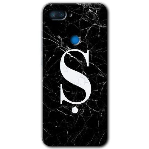 Xiaomi Mi 8 Lite Kılıf HD Desen Baskılı Arka Kapak - Siyah Mermer Desenli Ş Harfi