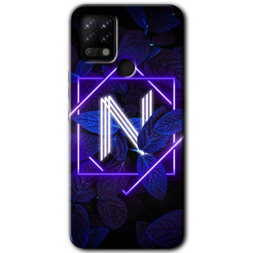 Potkal Hediye Fabrikası Tecno Pova Kılıf HD Desen Baskılı Arka Kapak - Dark Neon Yaprak N Harfi