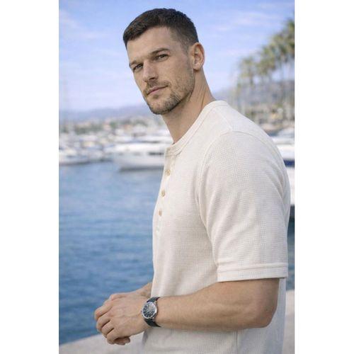 Roth Relaxed Fit Günlük Henley Yaka Waffle Kumaş Yazlık Kısa Kollu T-Shirt - Ekru