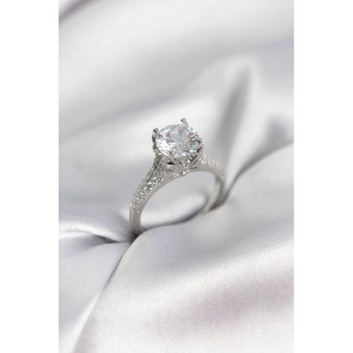 Gümüş Renk Tek Taş Model Zirkon Taşlı Kadın Yüzük