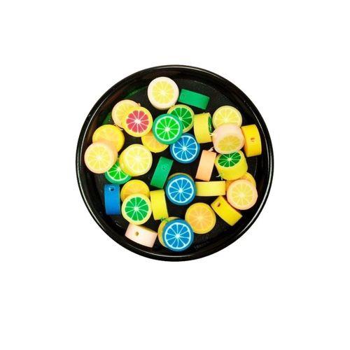 90 Adet 10 mm Polimer Kil Fimo Boncuk Takı Bileklik + 5 Metre Lastikli Misina Hediye - Renkli Limon