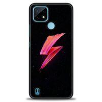 Realme C21 Kılıf HD Baskılı Kılıf - Pembe Şimşek + Tam Ekran Koruyucu