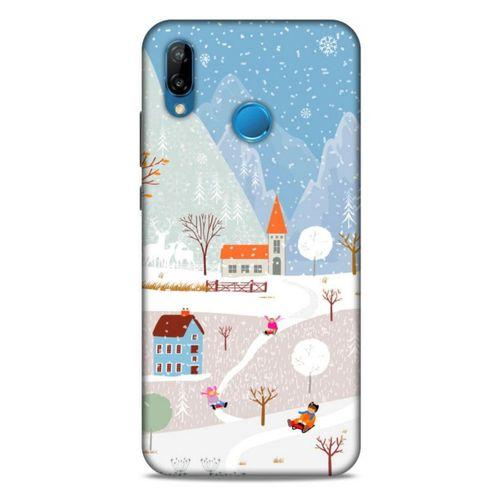 Huawei P20 Lite Kılıf Snowix (40) Fit Silikon Kılıf Beyaz Mavi