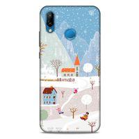 Huawei P20 Lite Kılıf Snowix (40) Fit Silikon Kılıf Beyaz Mavi