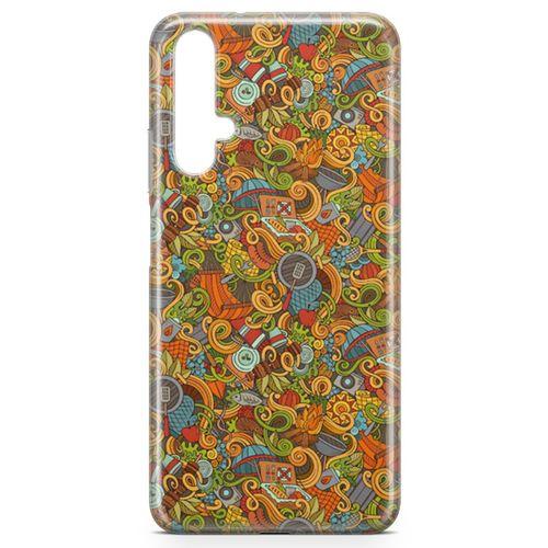 Honor View 20 Kılıf Doodle Piknik Seti Arka Kapak Koruma Desenli Full Koruyucu