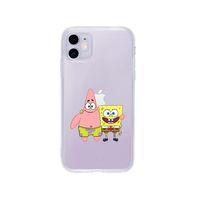 iPhone 11 Sünger Ve Patrick Star Desenli Premium Şeffaf Silikon Kılıf