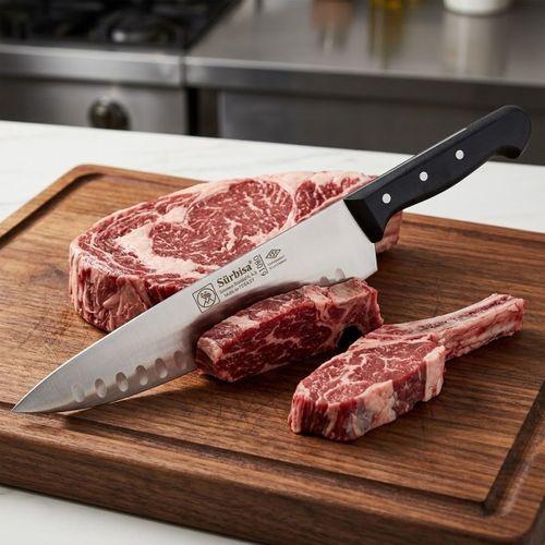 Sürbisa Sürmene 61080 Profesyonel Oluklu Şef Bıçağı 33 cm Paslanmaz Çelik Pimli Saplı Aşçı Bıçağı