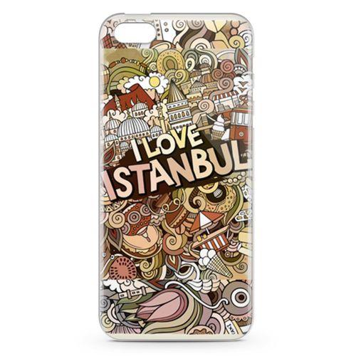 Apple iPhone 5 Kılıf İstanbul Doodle Arka Kapak Koruma Desenli Full Koruyucu