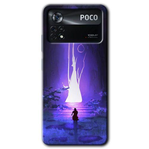 MRCİLETİSİM Poco x4 Pro Kılıf HD Desen Baskılı Arka Kapak + Temperli Cam - Wanderer Silhouette