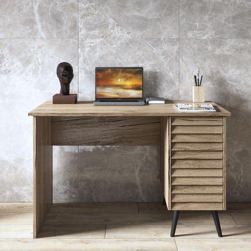 Della Premium 2 Çekmeceli Panjur Desenli Çalışma Masası -Minifiks - Pera / Siyah