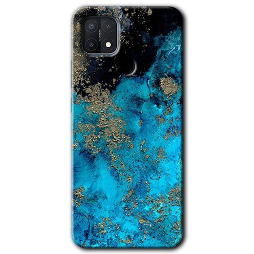 Oppo A15 Kılıf HD Desen Baskılı Arka Kapak + Temperli Cam - Klas Mermer