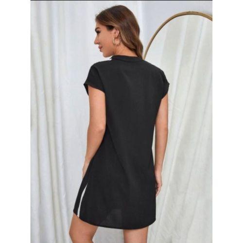 Kadın Dokuma Viskon Kumaş V Yaka Zebra Desenli Elbise