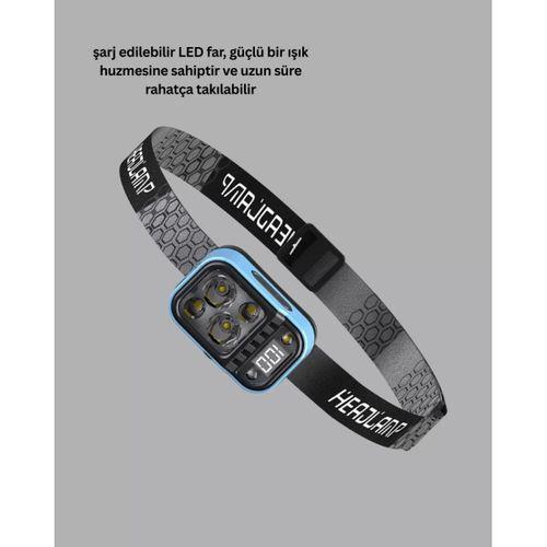 Süper Parlak Led Kafa Feneri 3 Renk 53 Mod Type C Şarjlı