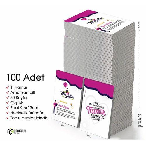En güzel Hediye İnformal 100 Adet Çizgisiz Mini Not Defteri 9x13 cm 1 Hamur Amerikan Cilt 50 Sayfa