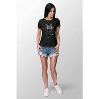 Kedi Baskılı Dar Kesim Kadın Siyah t-shirt