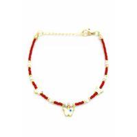 Kelebek Boncuk Bileklik - Bordo