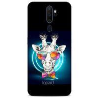 Oppo A9 2020 Kılıf FunnyMaX (6) Silikon Kılıf Siyah Zürafa