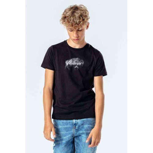 Silhouette Buffalo Baskılı Unisex Çocuk Siyah T-shirt