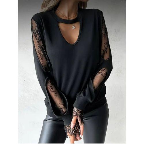 Kadın Uzun Kollu Damla Detaylı Viskon Iki Iplik Bluz