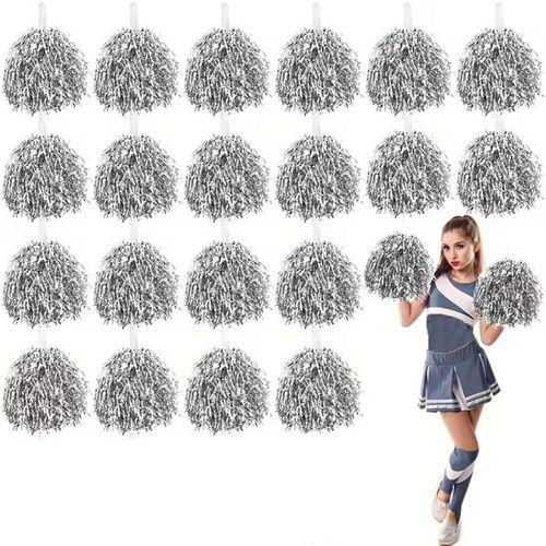 10 Çift ( 20 Adet ) Gümüş Renk 23 Nisan 19 Mayıs 29 Ekim Okul Gösteri Ponponları