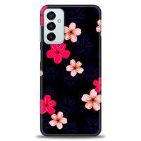 Samsung Galaxy M13 Kılıf HD Baskılı Kılıf - Pembe Mavi Çiçekler + Tam Ekran Koruyucu