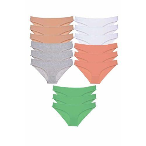 15 adet Süper Eko Set Likralı Kadın Slip Külot Ten Gri Beyaz Pudra Yeşil