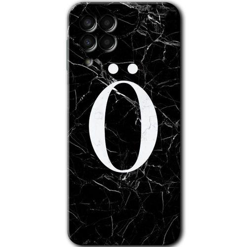 Samsung Galaxy M33 Kılıf Kapak - Siyah Mermer Desenli Ö Harfi +Hayalet Ekran Yandan Gözükmez