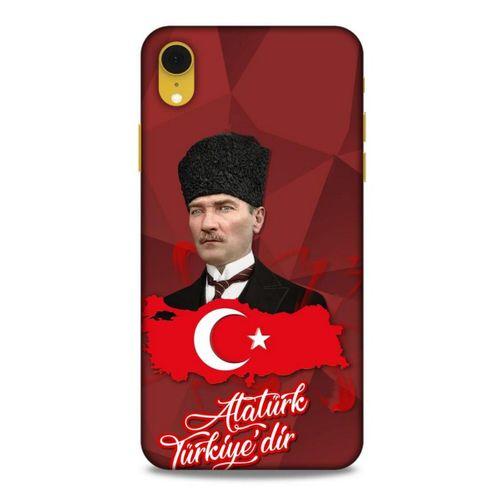 Apple iPhone XR Kılıf Atatürk (43) Thin Fit Kılıf Kırmızı Mozaik