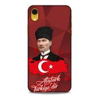 Apple iPhone XR Kılıf Atatürk (43) Thin Fit Kılıf Kırmızı Mozaik