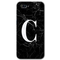 Realme C2 Kılıf HD Desen Baskılı Arka Kapak - Siyah Mermer Desenli C Harfi