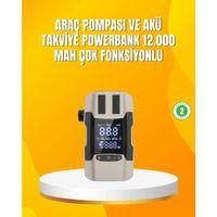 12.000 Mah Akü Takviye Powerbank Dahili Hava  Dijital Ekranlı