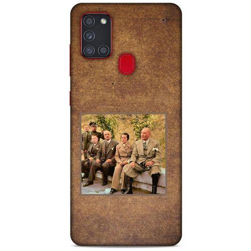 Samsung Galaxy A21s Kılıf Atatürk (25) Antişok Kapak Kahve Kumlar