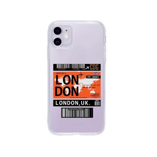 iPhone 11 London Bilet Tasarımlı Premium Şeffaf Silikon Kılıf