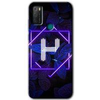 TCL 20E Kılıf HD Desen Baskılı Arka Kapak - Dark Neon Yaprak H Harfi